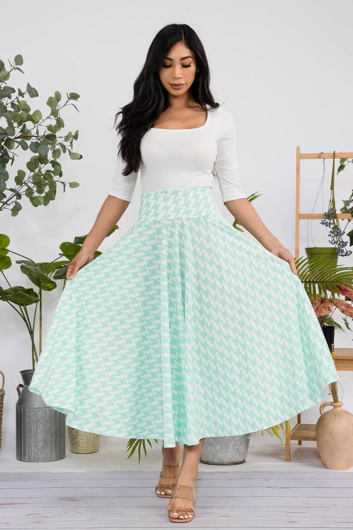 HH746R-HOUNDS - PRINT MIDI SKIRT
