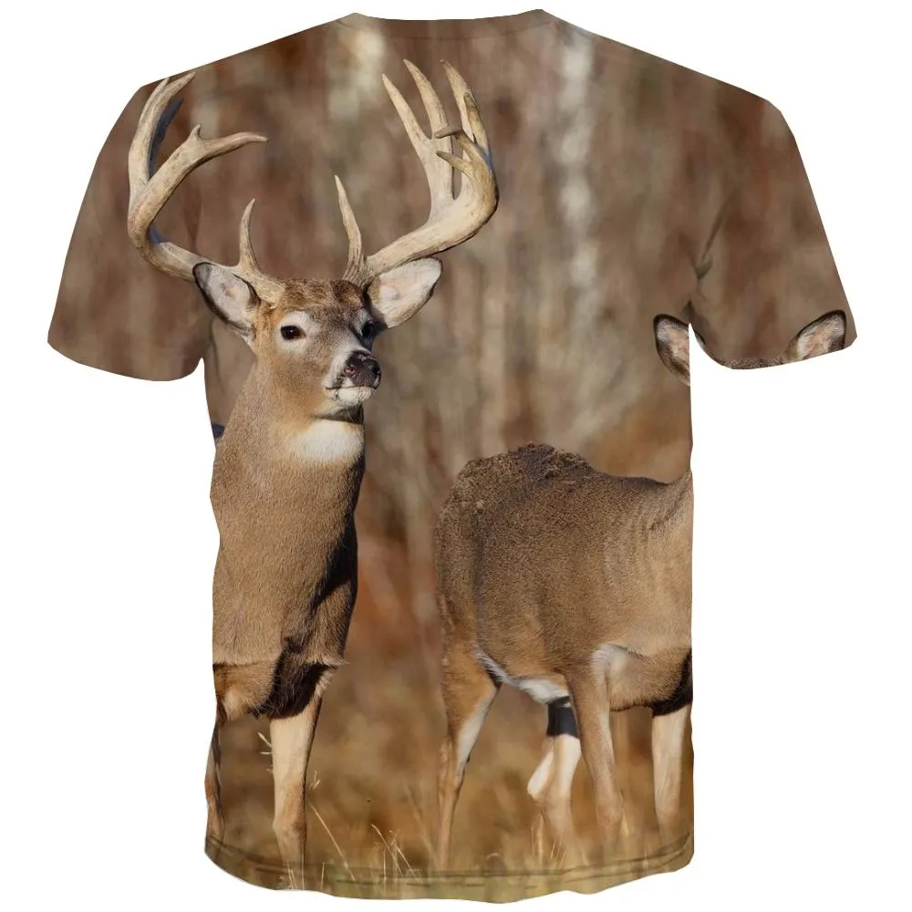 Hunting T-shirt Men Jungle Tshirts Cool Deer Shirt Print Shooter Tshirts Novelty Camouflage Tshirts Casual
