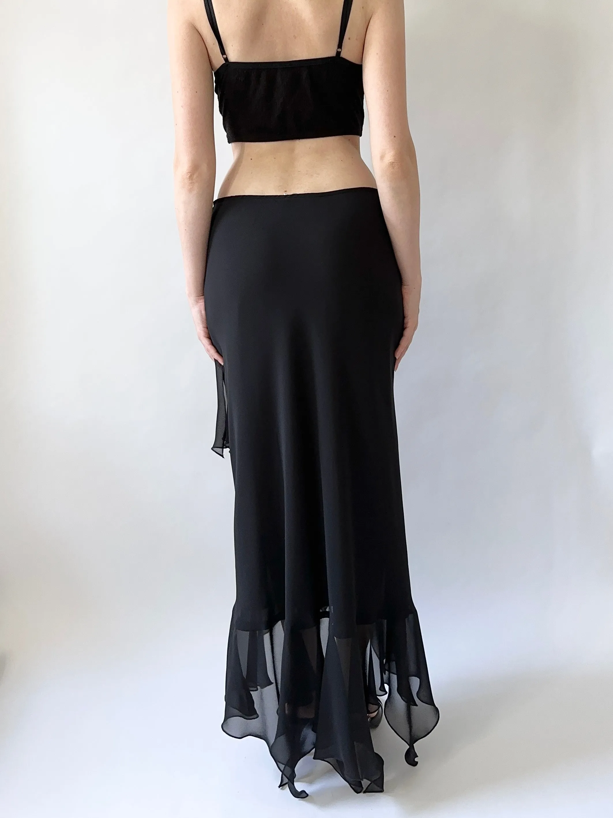 Jet Chiffon Mermaid Ruffle Skirt (S)
