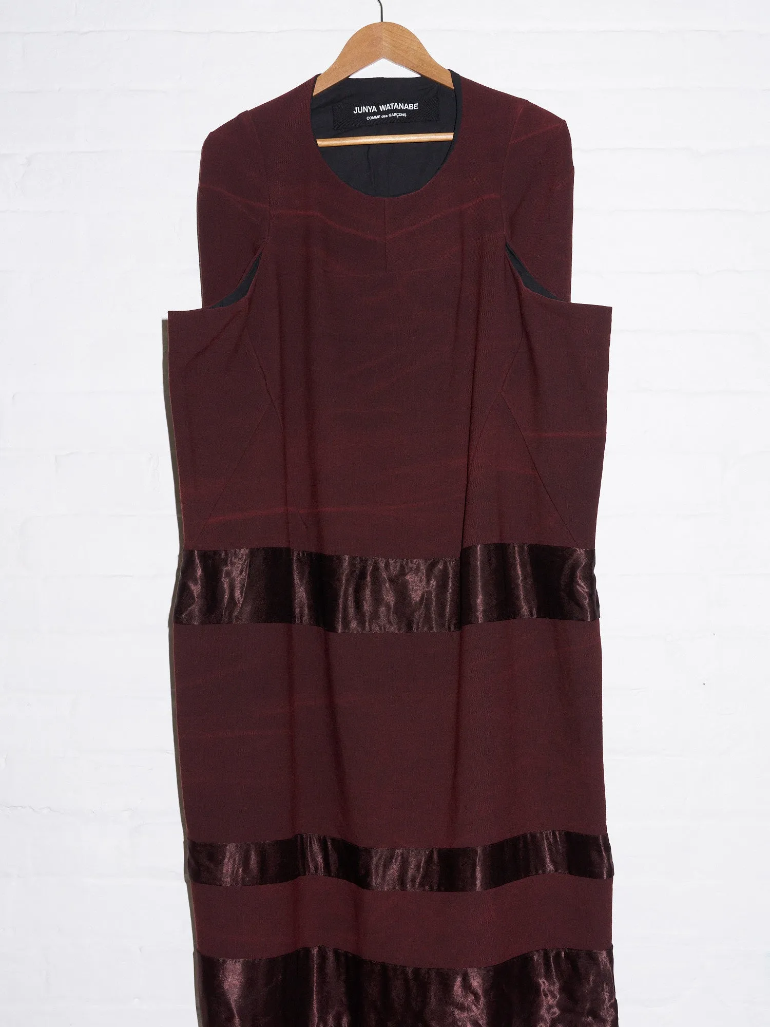 Junya Watanabe Comme des Garcons AW1996 brown wool satin panel cocoon dress