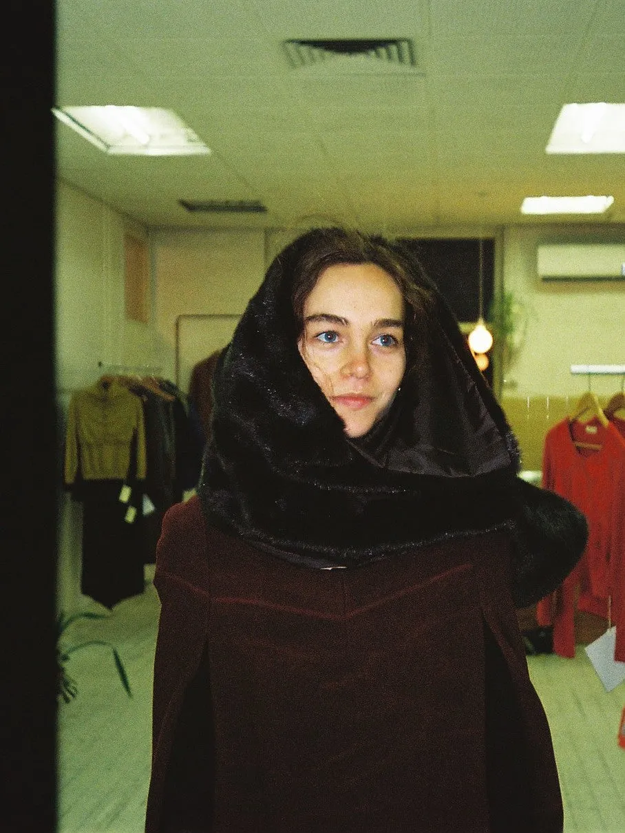 Junya Watanabe Comme des Garcons AW1996 brown wool satin panel cocoon dress