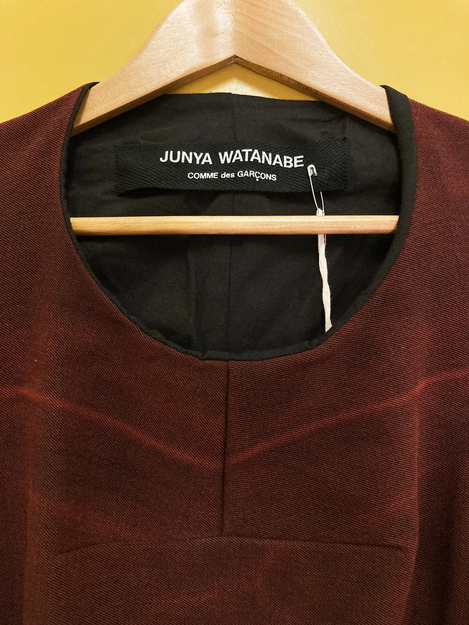 Junya Watanabe Comme des Garcons AW1996 brown wool satin panel cocoon dress