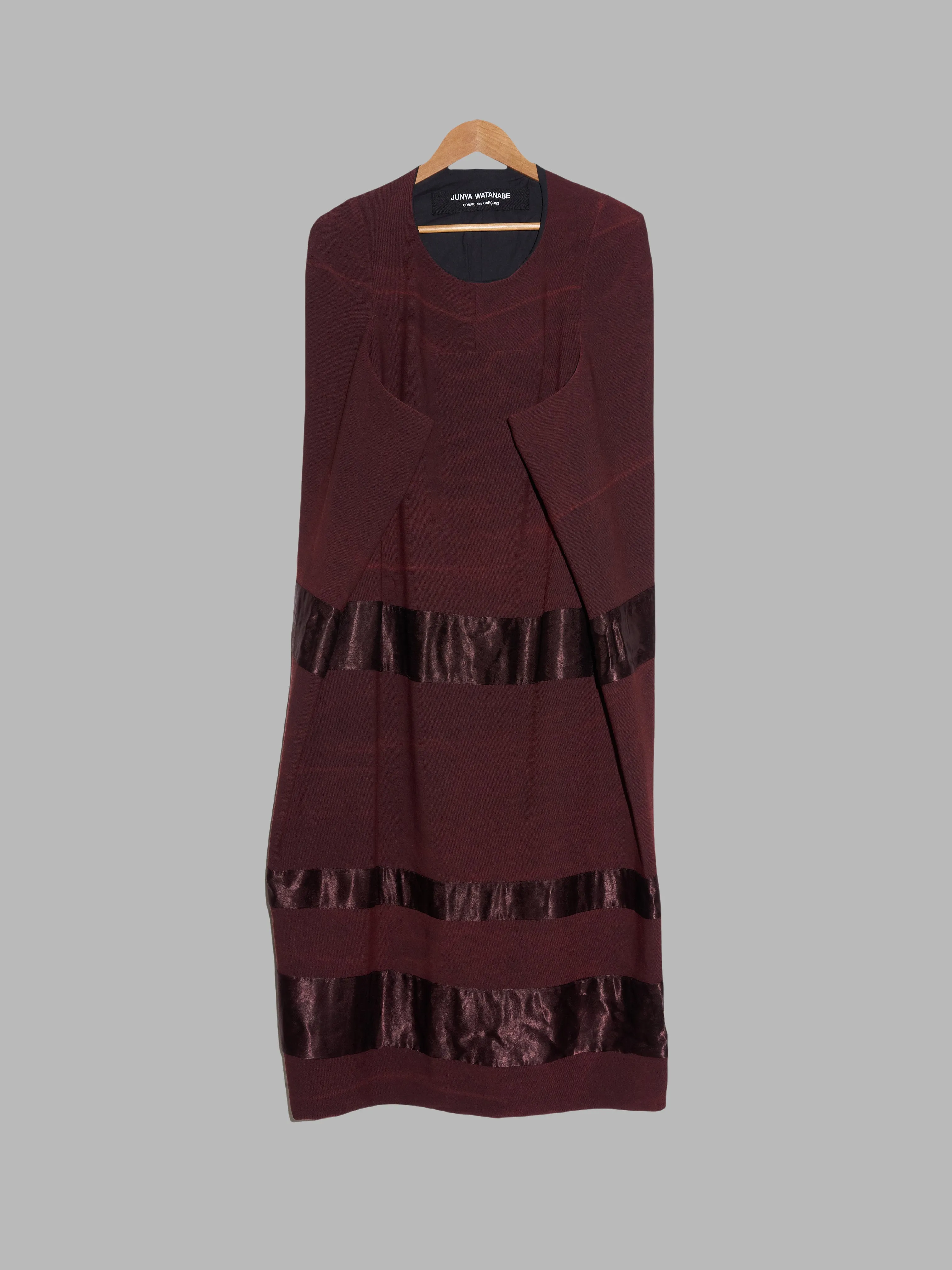 Junya Watanabe Comme des Garcons AW1996 brown wool satin panel cocoon dress