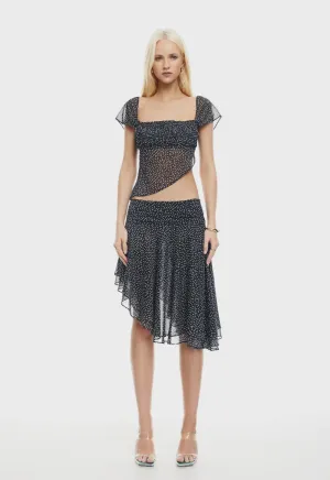 Legacy Midi Skirt - Onyx Polka