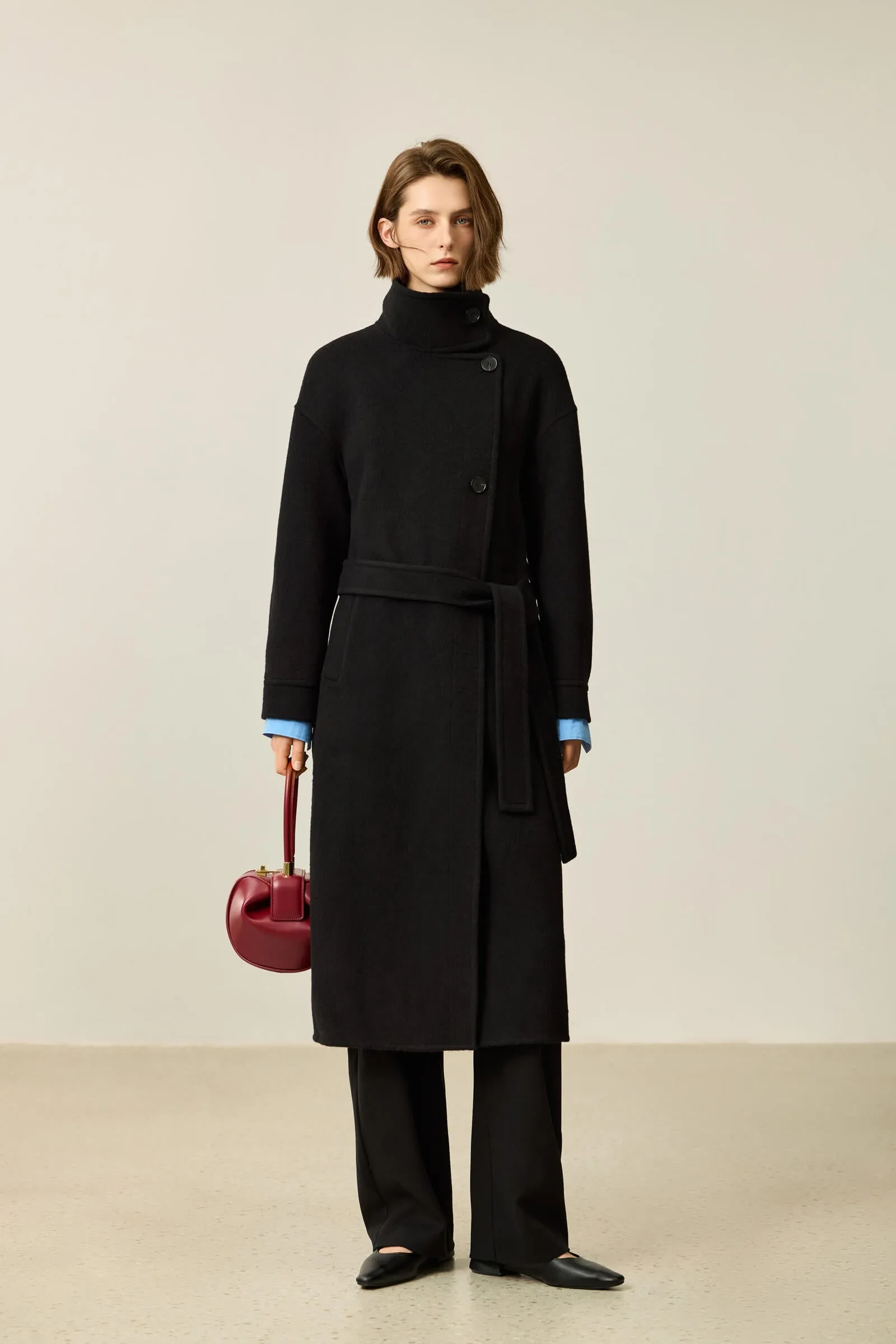 LILY Premium Lambswool Camel Double-Faced Coat