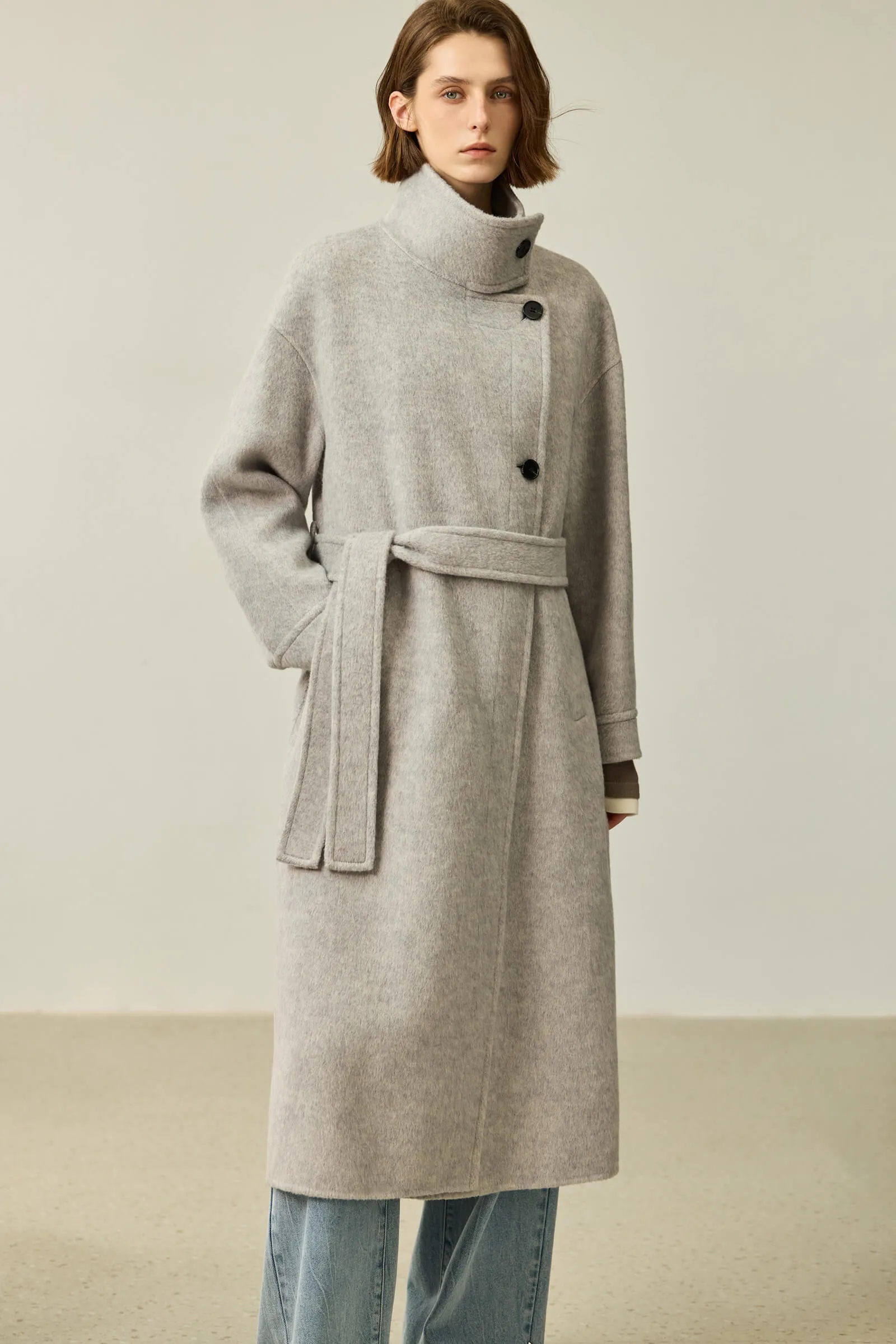 LILY Premium Lambswool Camel Double-Faced Coat