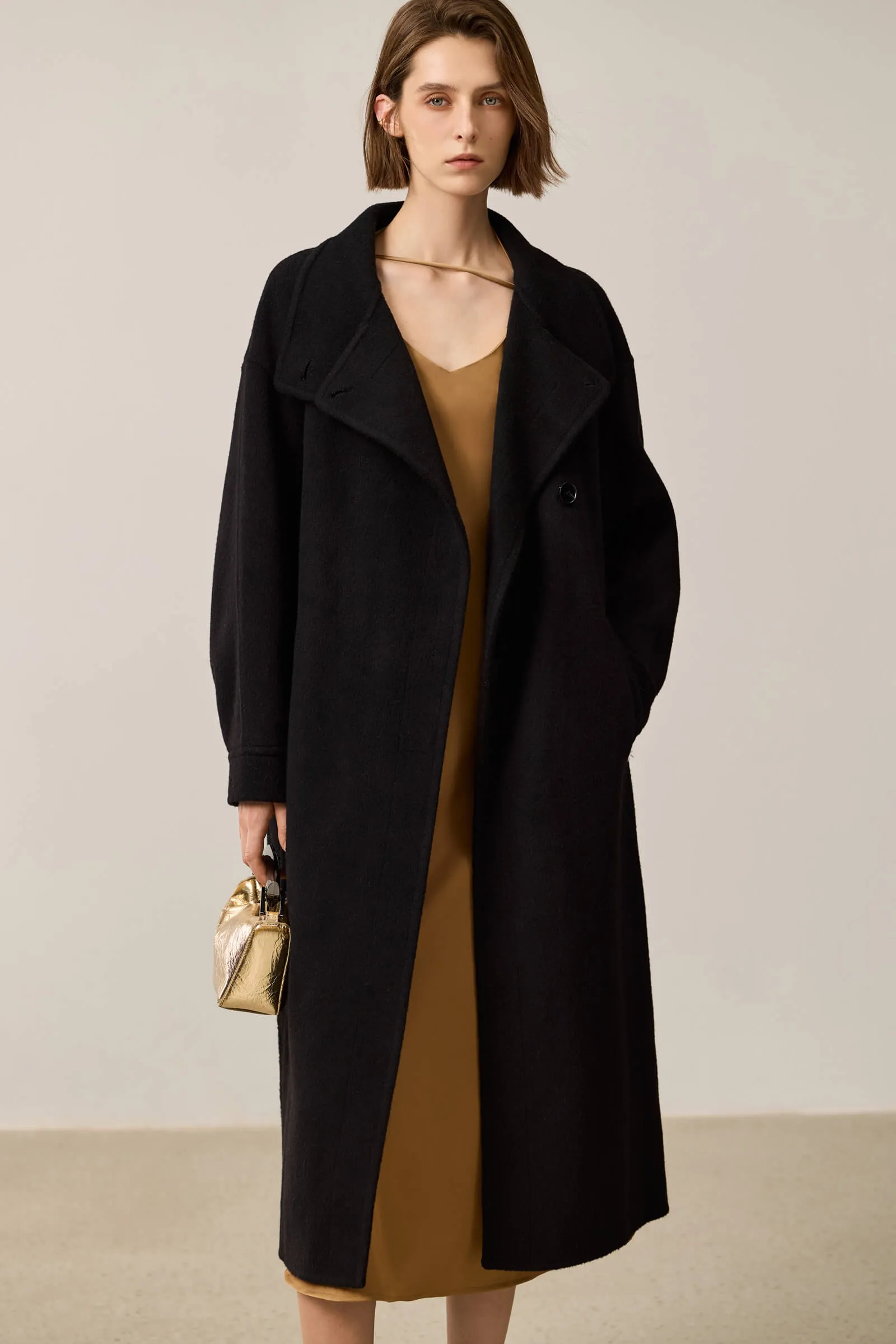 LILY Premium Lambswool Camel Double-Faced Coat