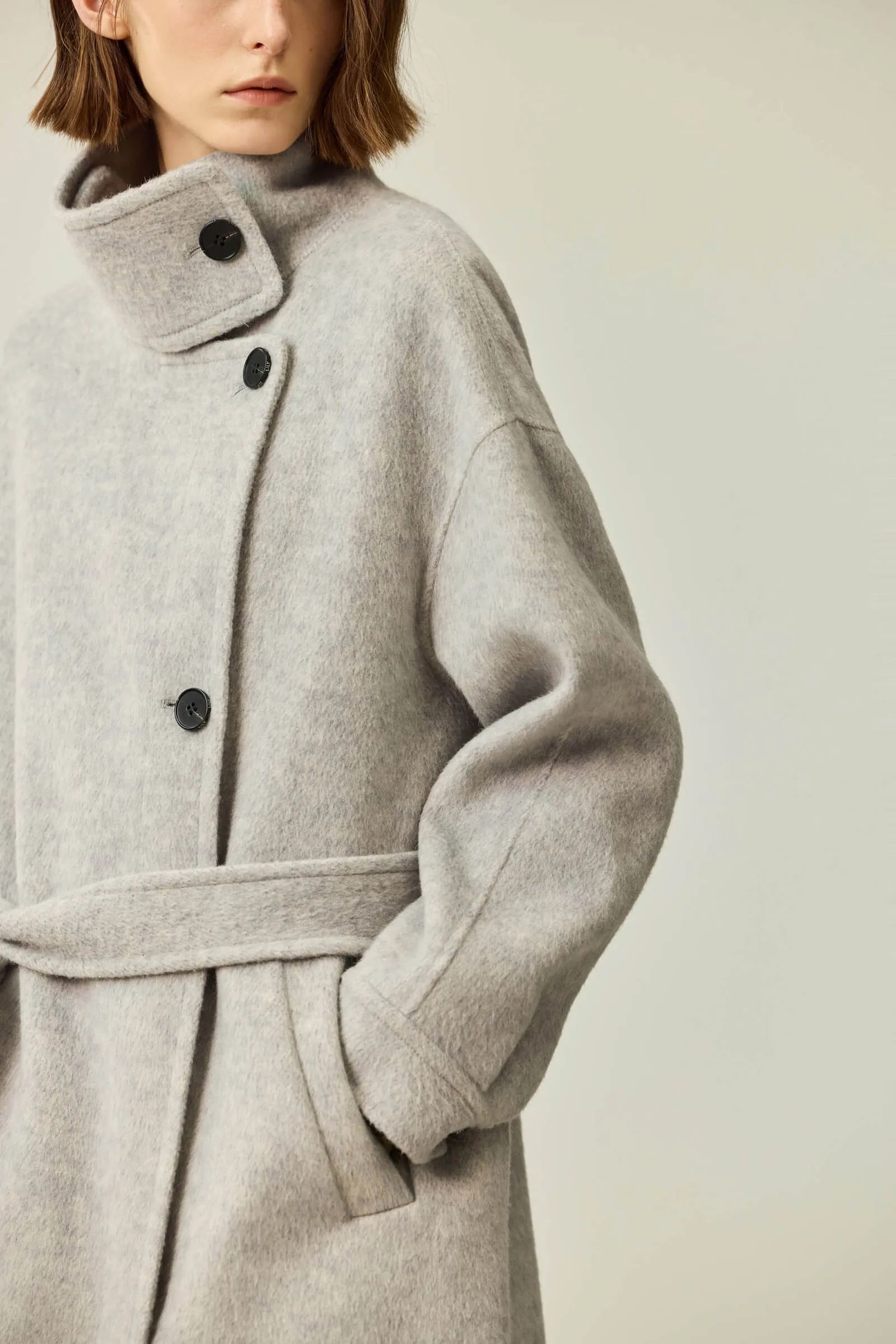 LILY Premium Lambswool Camel Double-Faced Coat