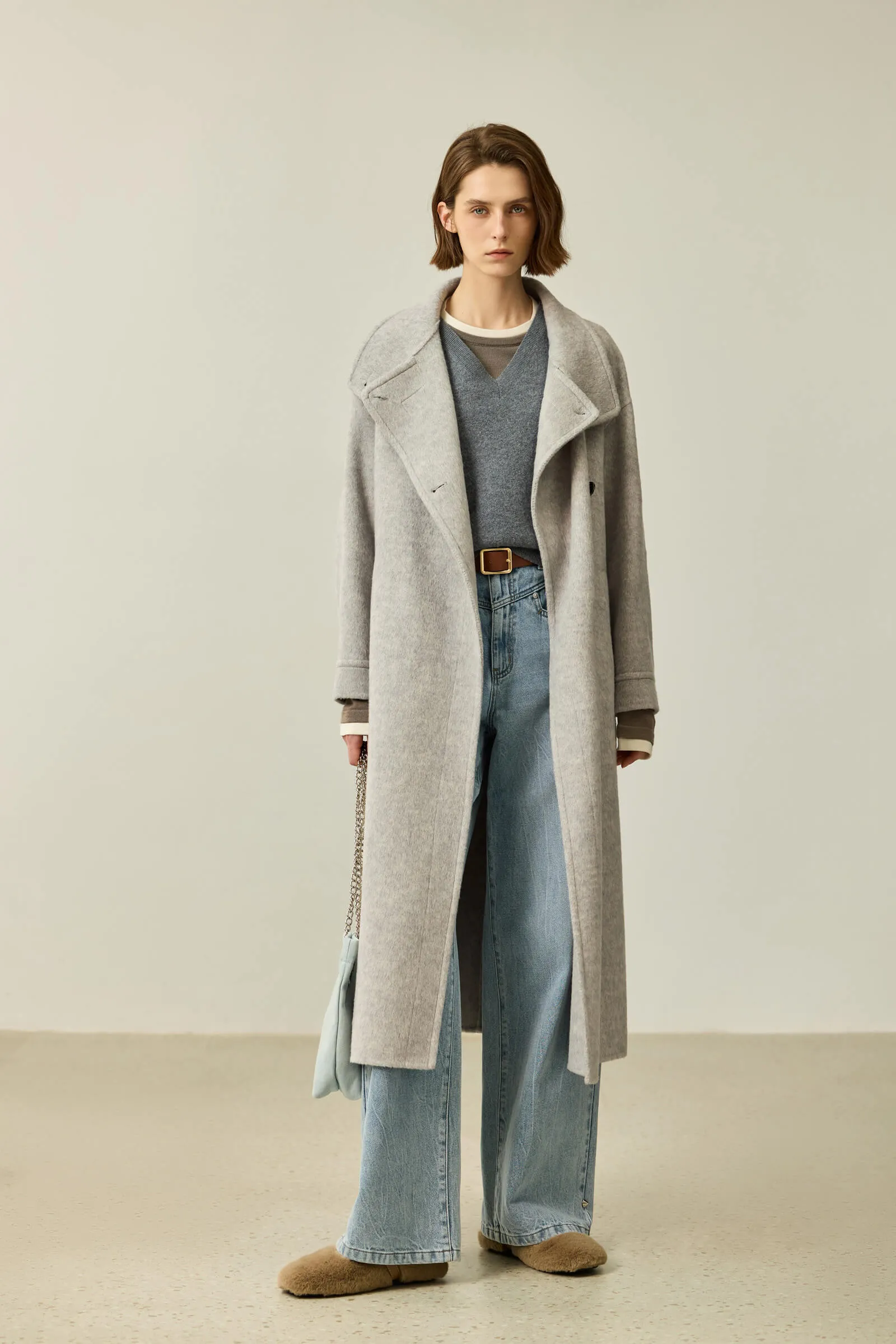 LILY Premium Lambswool Camel Double-Faced Coat