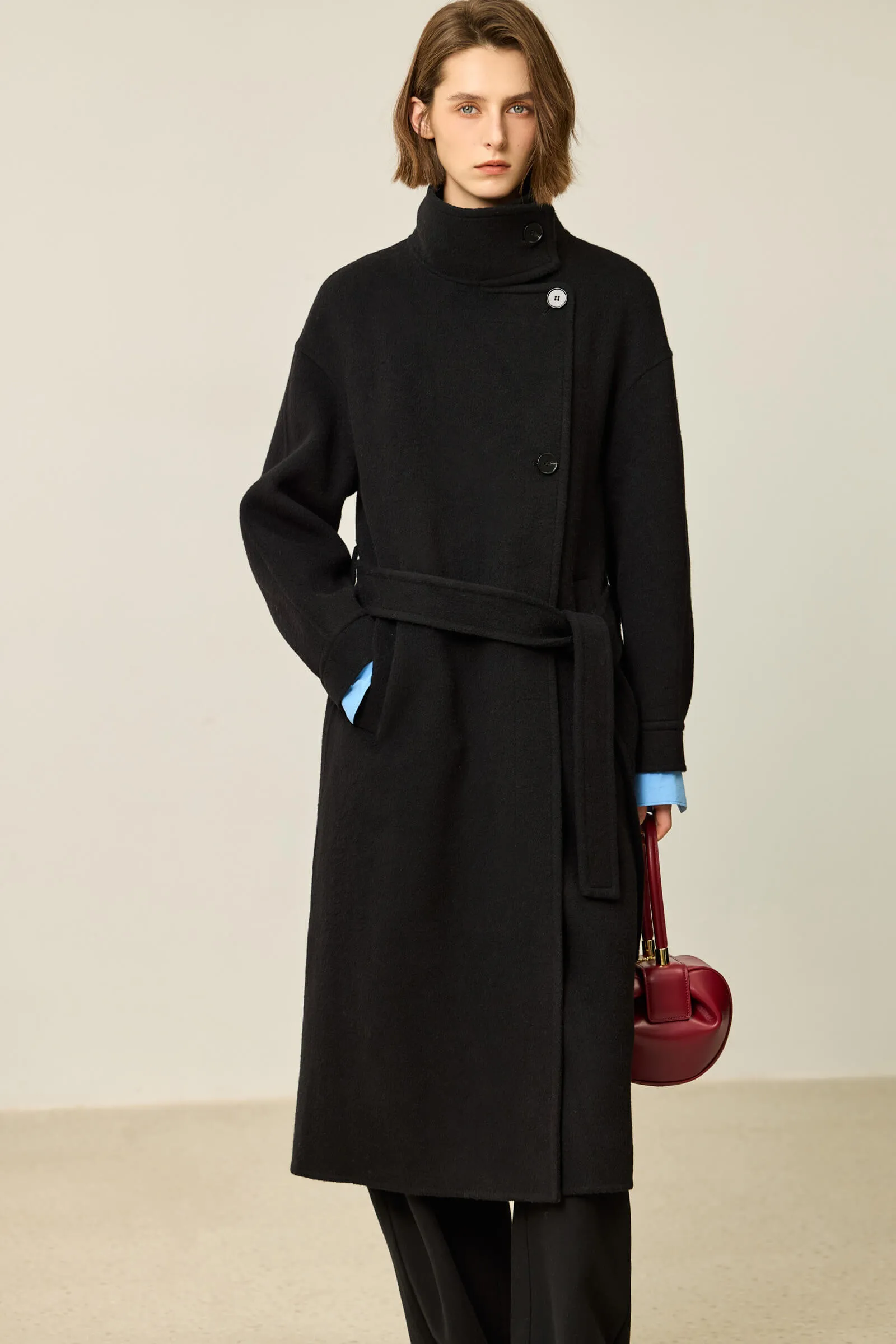 LILY Premium Lambswool Camel Double-Faced Coat