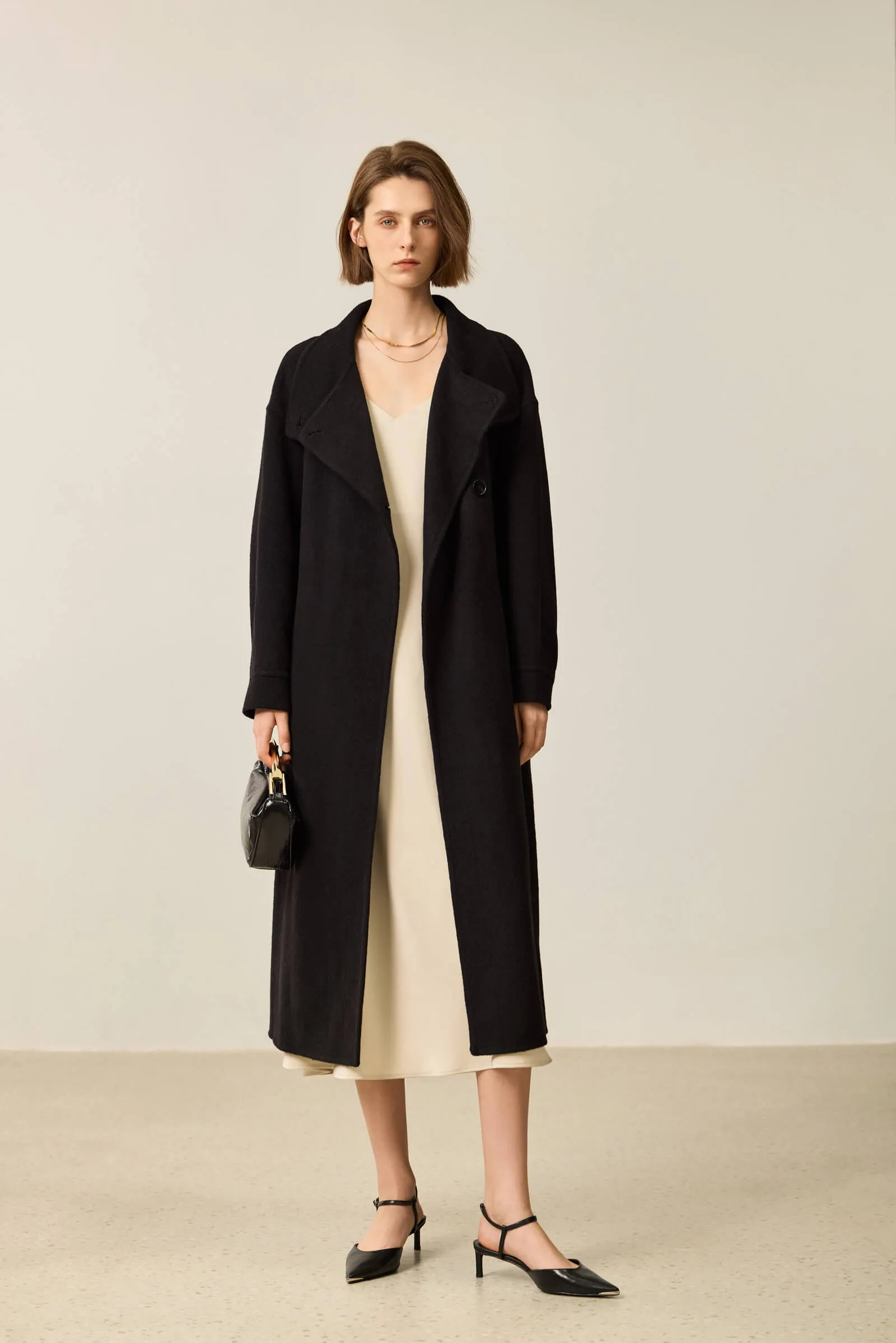 LILY Premium Lambswool Camel Double-Faced Coat