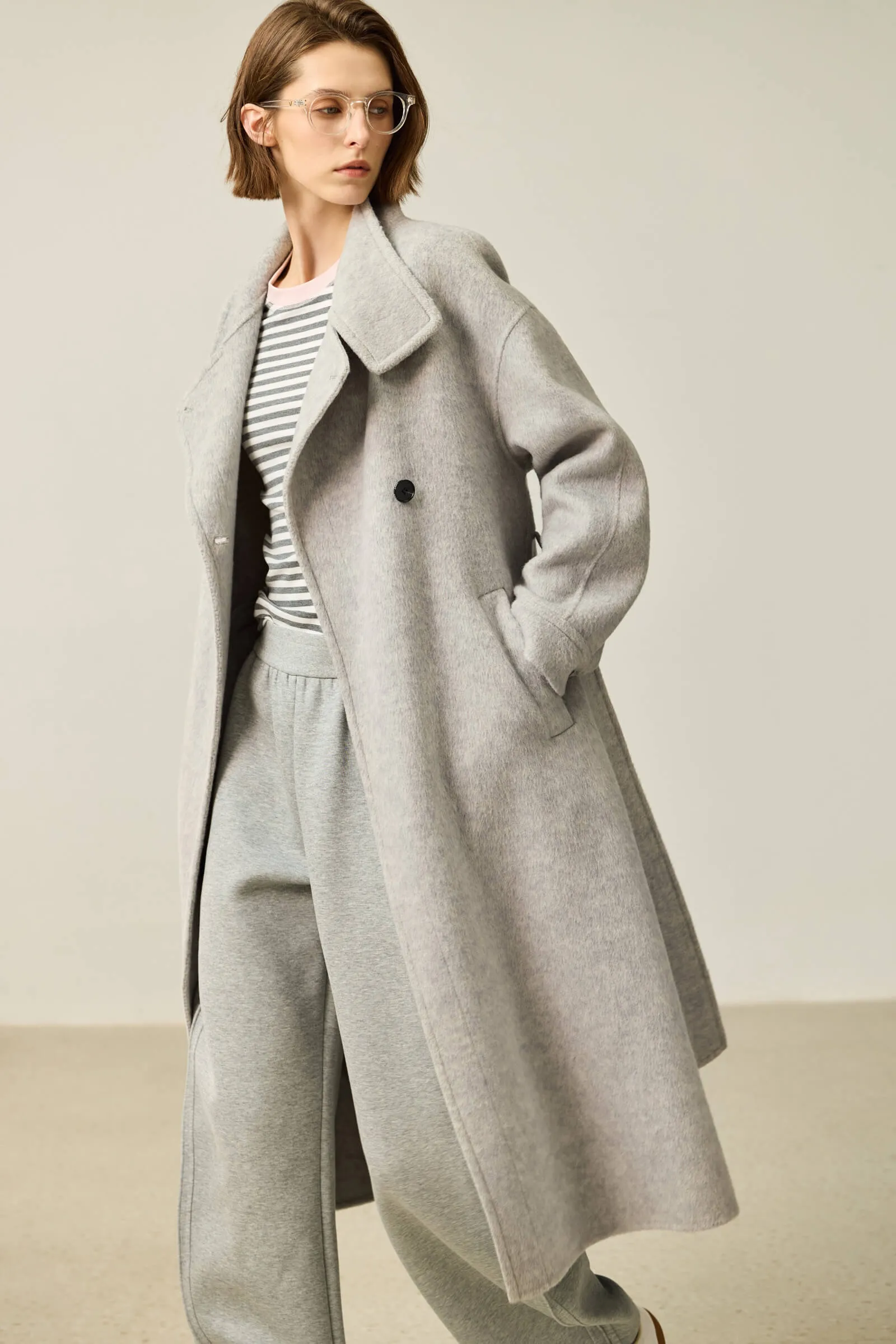 LILY Premium Lambswool Camel Double-Faced Coat