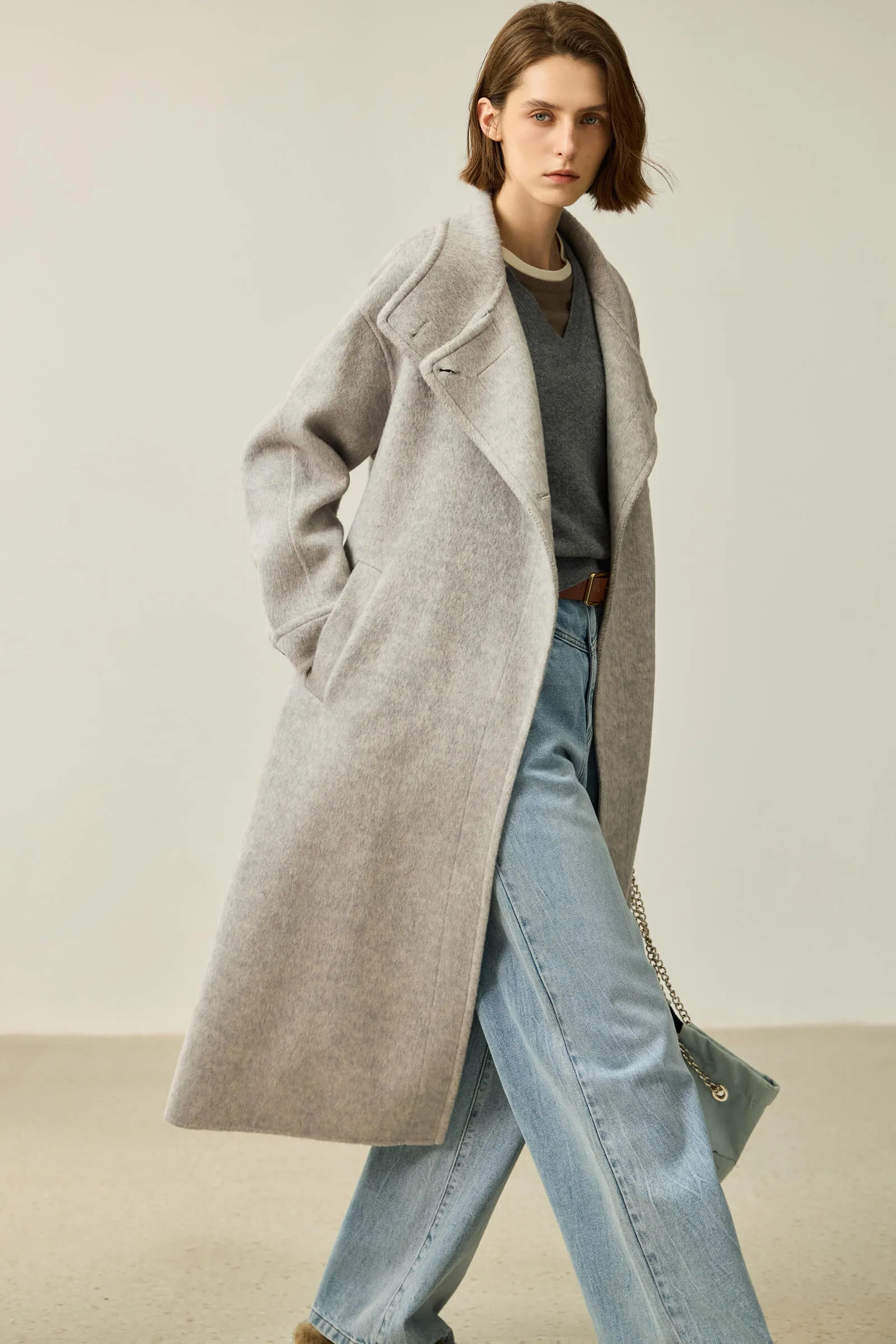 LILY Premium Lambswool Camel Double-Faced Coat