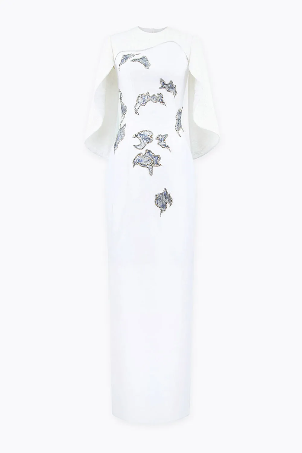 Lustre Reverie Sheath Cape Sleeved Zibeline Floor Length Dress