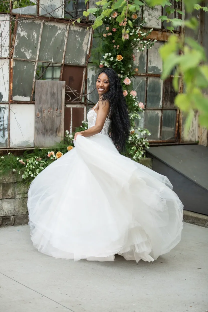 Luxe Boheme White Tulle Couture Gown