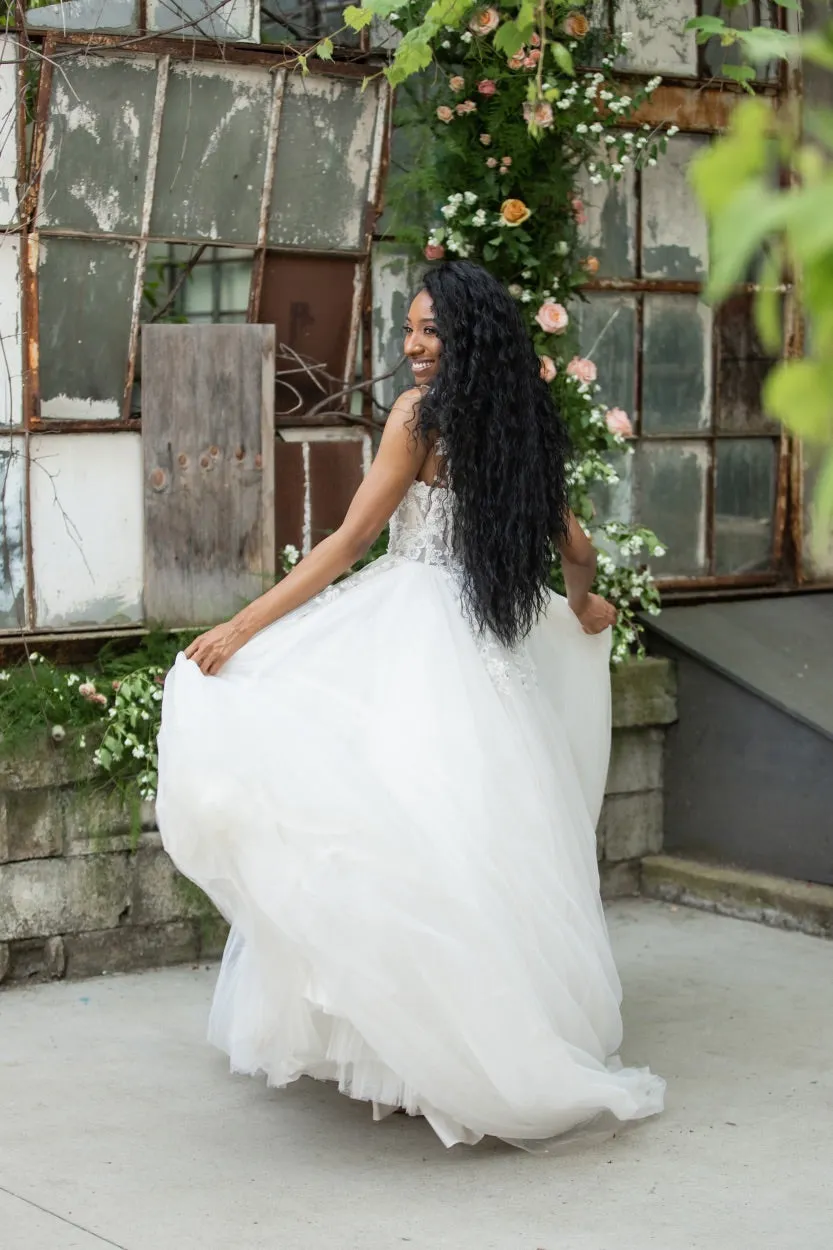 Luxe Boheme White Tulle Couture Gown