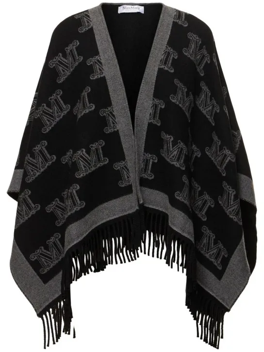 Max Mara   Frine logo jacquard wool cape 