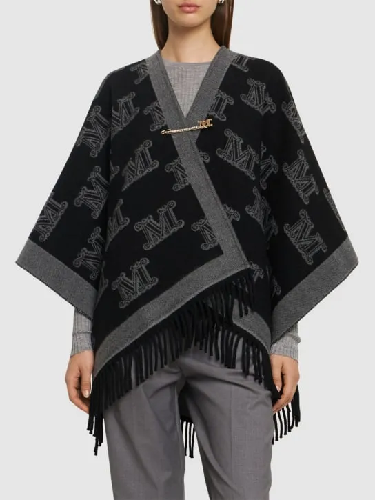 Max Mara   Frine logo jacquard wool cape 