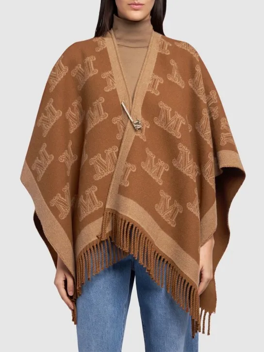 Max Mara   Frine logo jacquard wool cape 