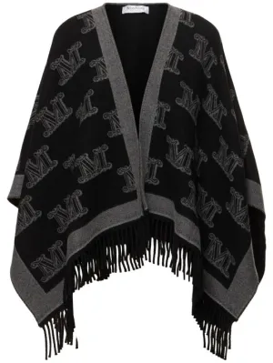 Max Mara   Frine logo jacquard wool cape 