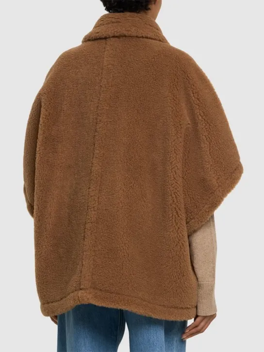 Max Mara   Tebe camel &amp; silk teddy cape 