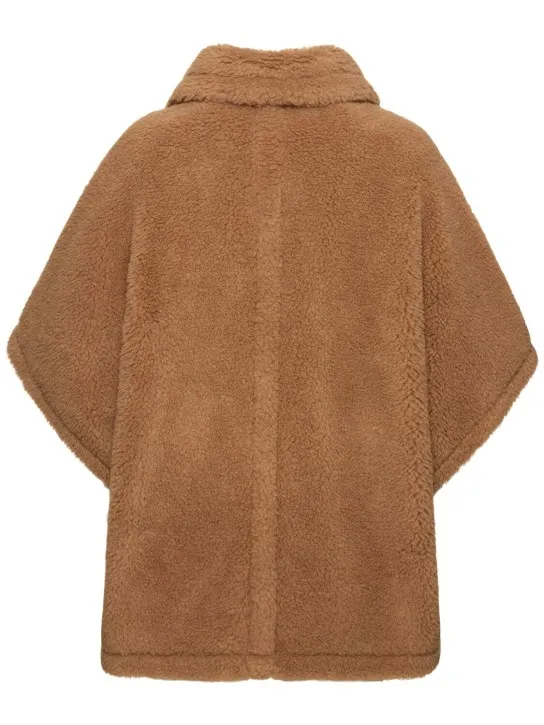 Max Mara   Tebe camel &amp; silk teddy cape 
