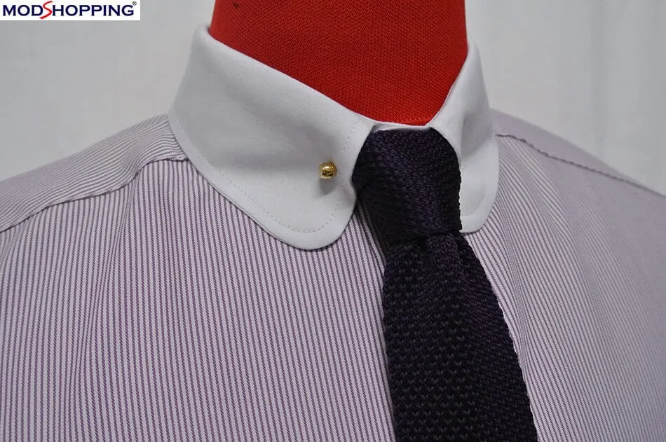mens lilac shirt | penny pin collar vintage shirt