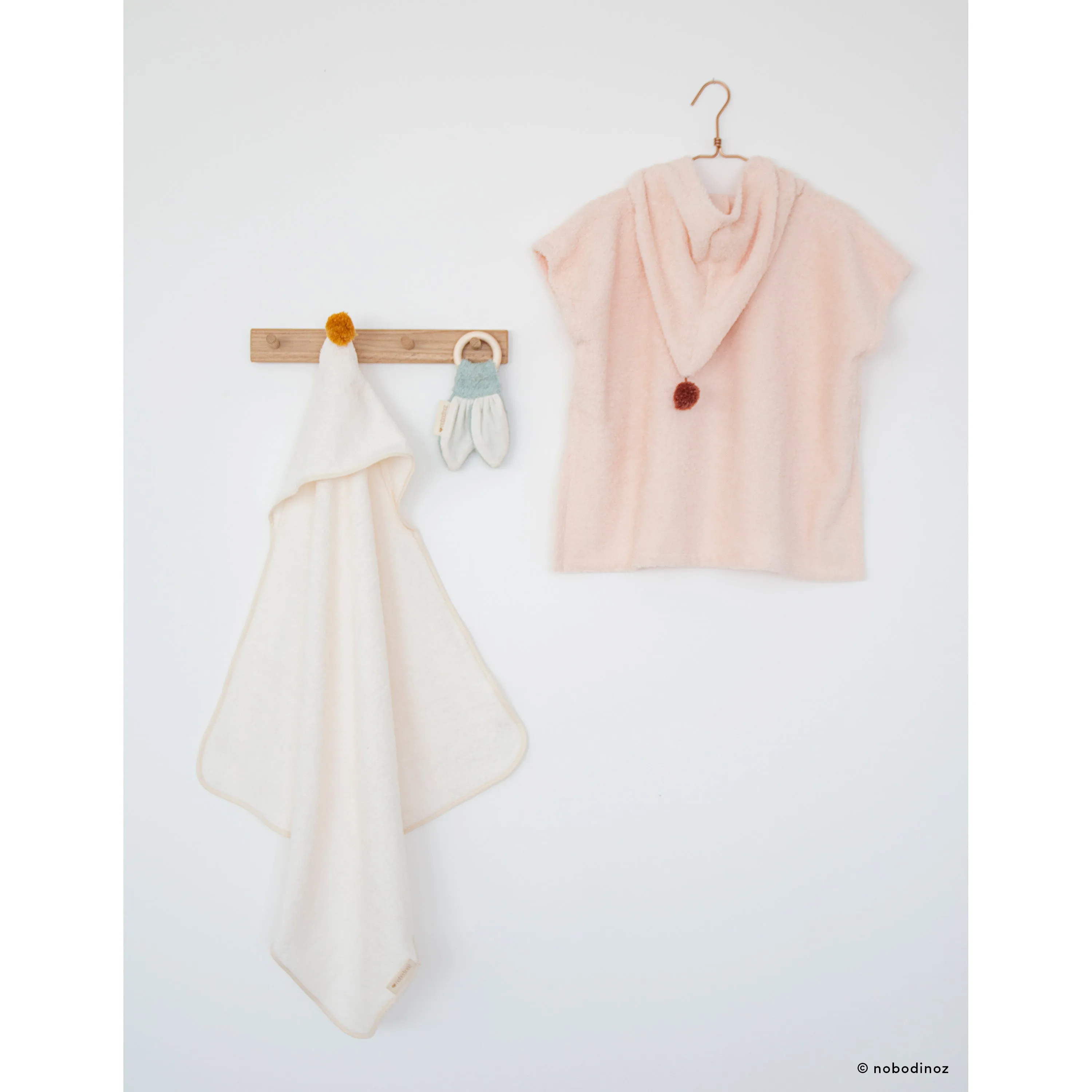 nobodinoz Cute Baby Bath Cape Natural