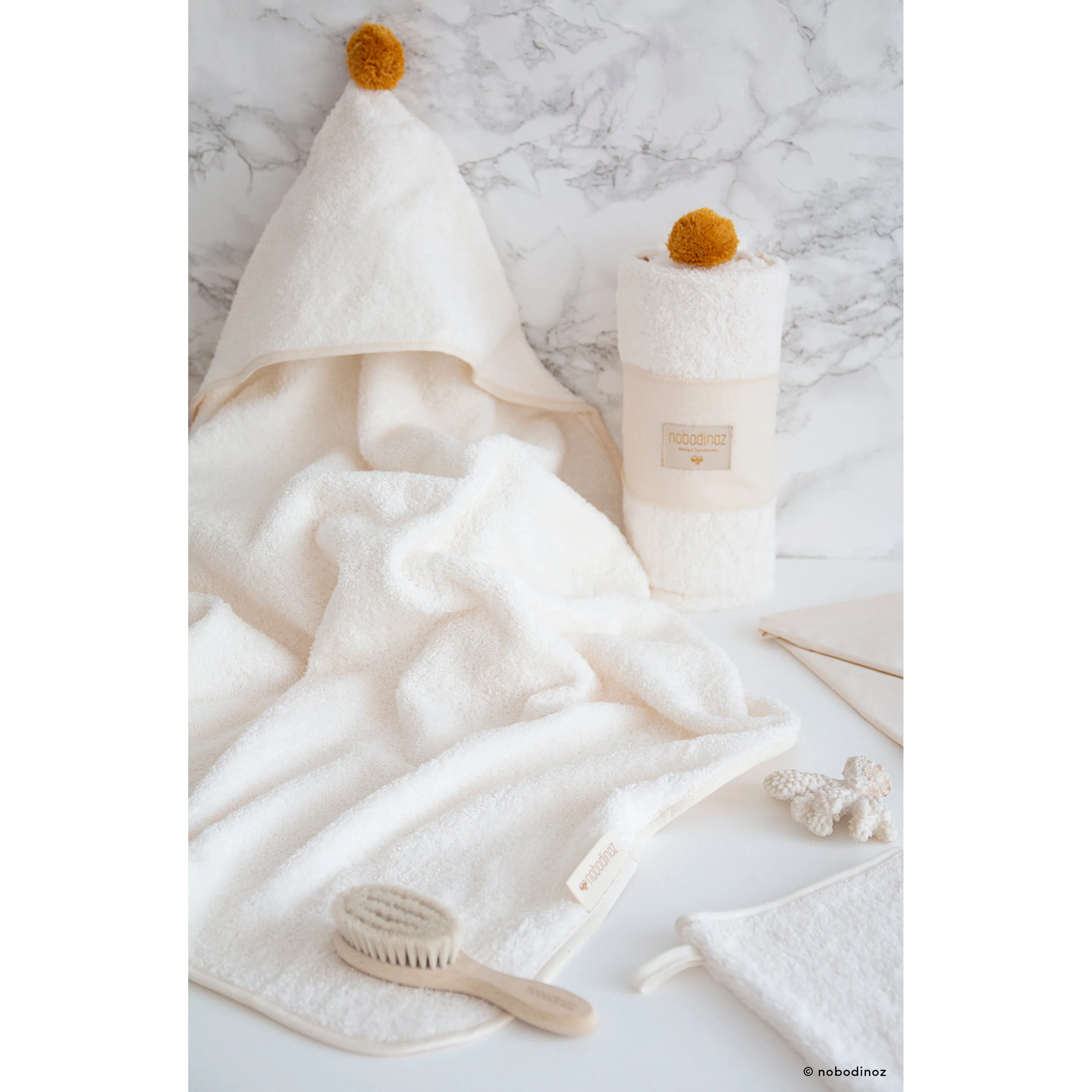 nobodinoz Cute Baby Bath Cape Natural
