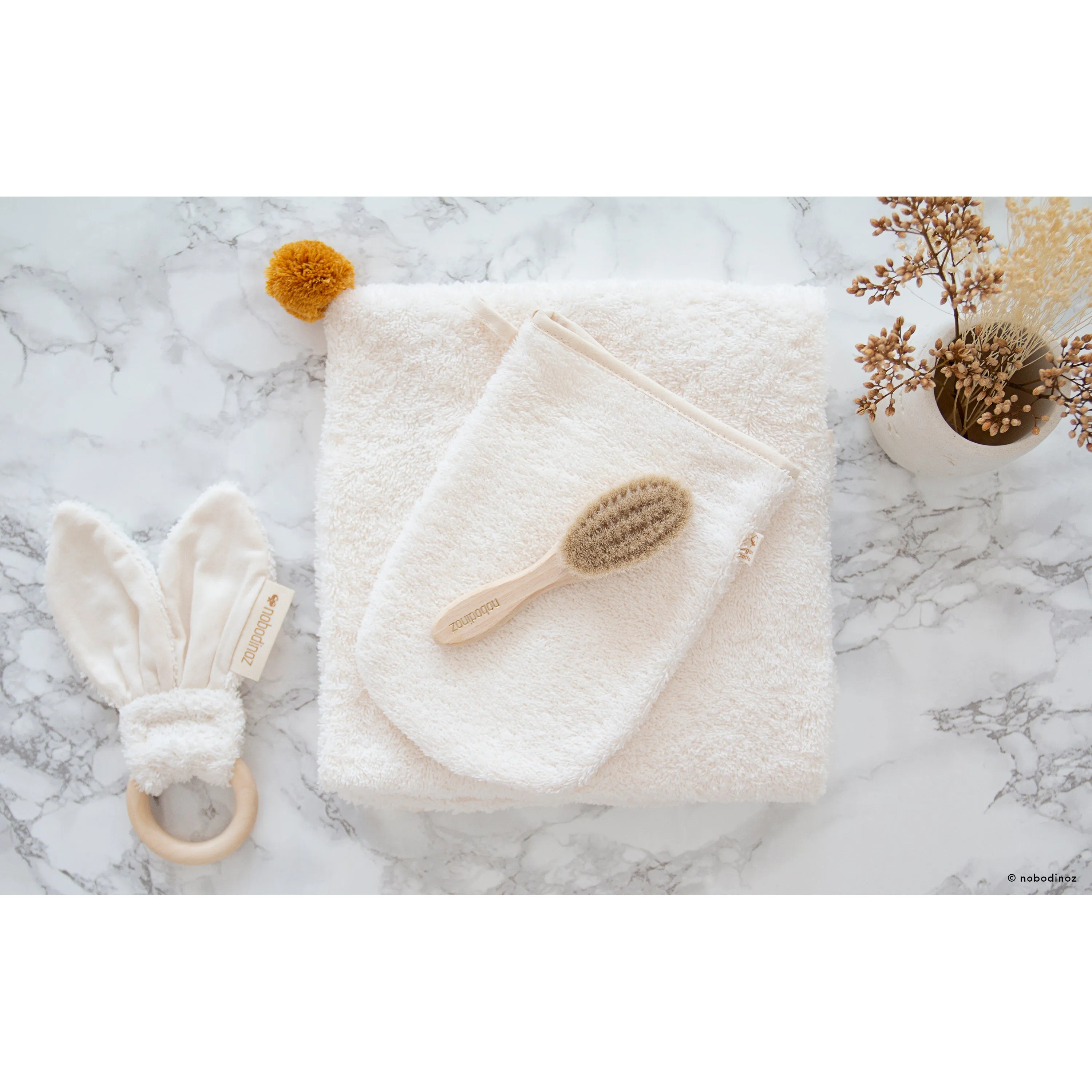 nobodinoz Cute Baby Bath Cape Natural
