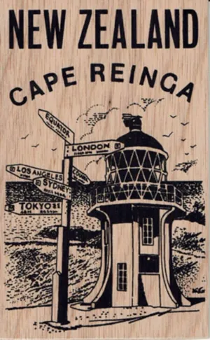 NZ Cape Reinga Wooden Postcard