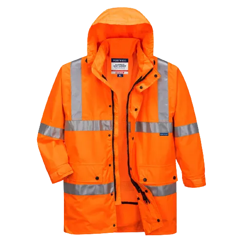 Portwest Argyle Full Hi-Vis Rain Jacket with Tape 2 Tone Work Safety MF306