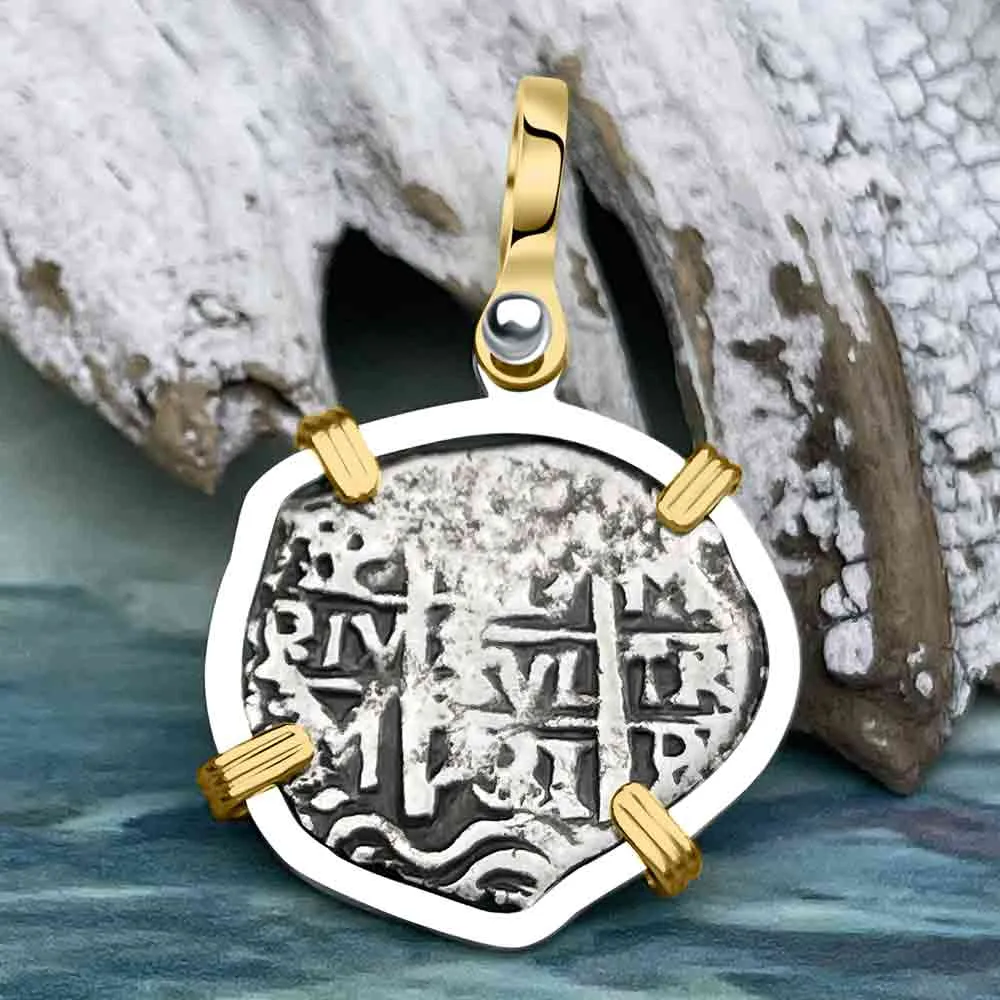 Princess Louisa Shipwreck 1731 1 Reale Piece of Eight 14K Gold & Sterling Silver Pendant | Artifact #8741