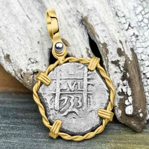 Princess Louisa Shipwreck 1733 1 Reale Piece of Eight 14K Gold Pendant | Artifact #8743