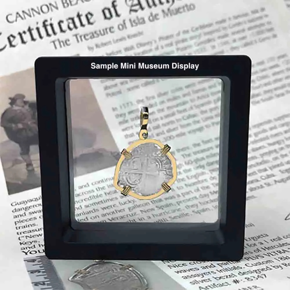 Princess Louisa Shipwreck 1737 1 Reale Piece of Eight 14K Gold & Sterling Silver Pendant | Artifact #8739