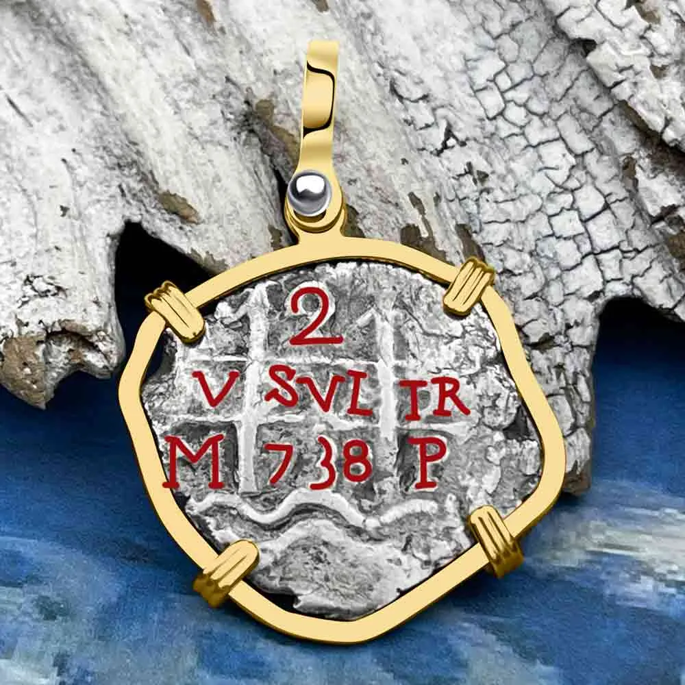 Princess Louisa Shipwreck 1738 2 Reale Piece of Eight 14K Gold Pendant | Artifact #8747