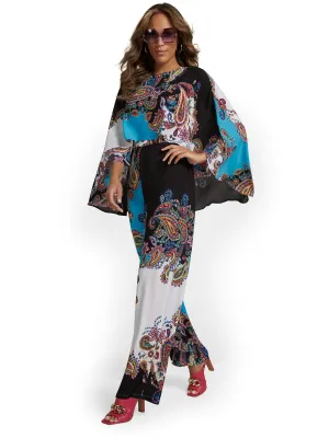Printed Cape Jumpsuit