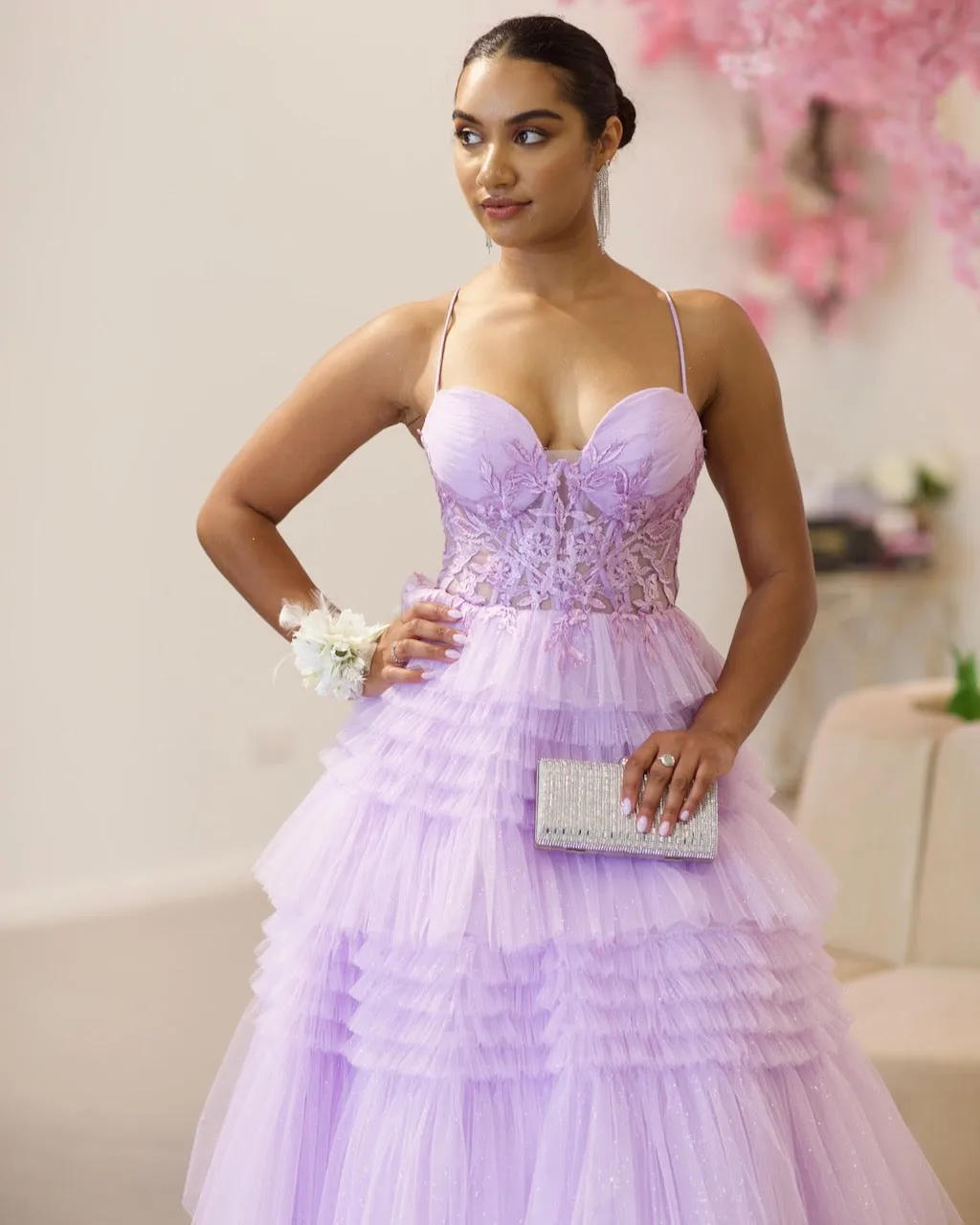 Rosamund Layered Tulle Gown - Lilac