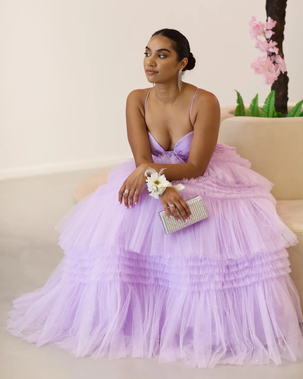 Rosamund Layered Tulle Gown - Lilac
