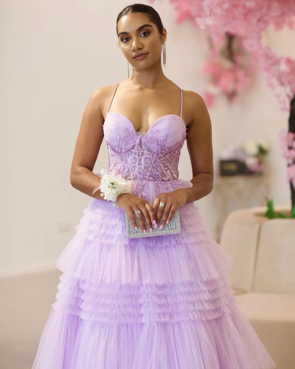Rosamund Layered Tulle Gown - Lilac
