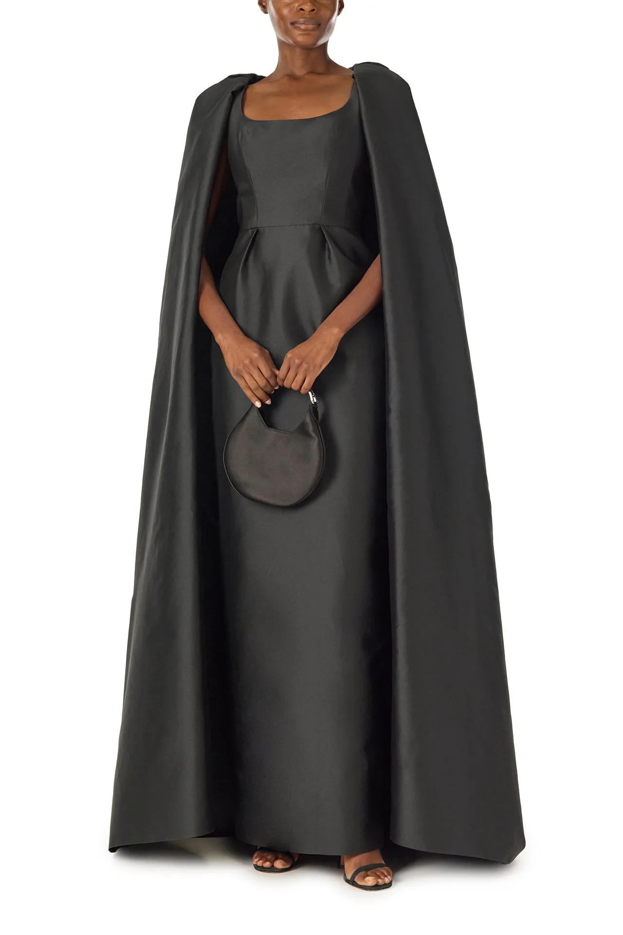 Scoop Neck Column Gown with Cape