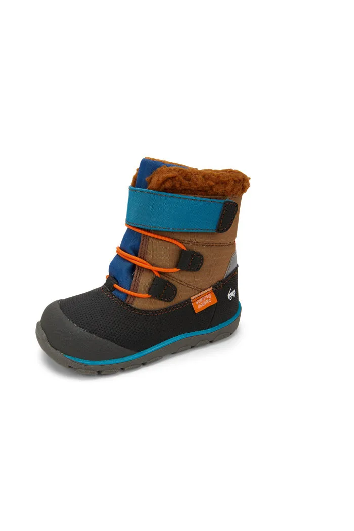 See Kai Run Boys Gilman Waterproof/Insulated Boot in Brown Blue Mix