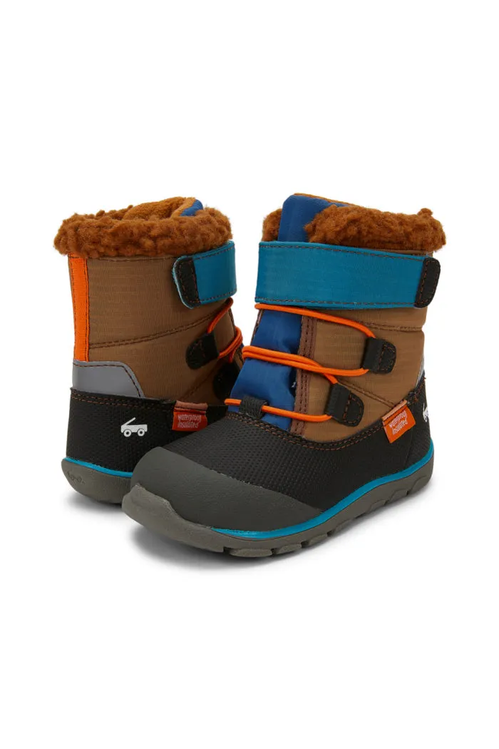 See Kai Run Boys Gilman Waterproof/Insulated Boot in Brown Blue Mix