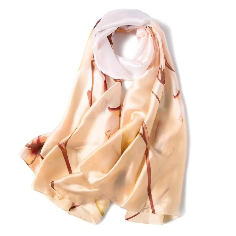 Shawls and Wrap Long Print  Silk Scarf