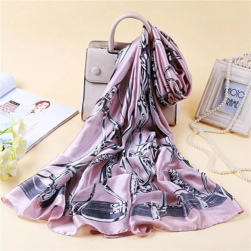 Shawls and Wrap Long Print  Silk Scarf