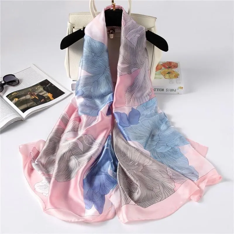 Shawls and Wrap Long Print  Silk Scarf