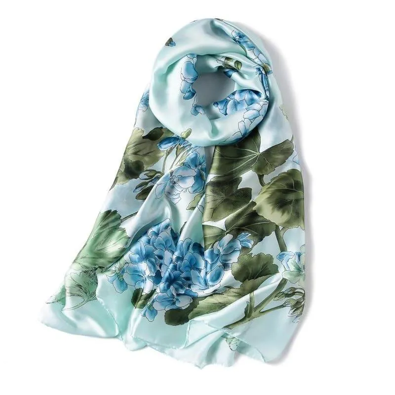 Shawls and Wrap Long Print  Silk Scarf