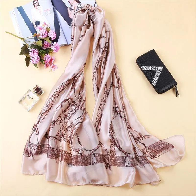 Shawls and Wrap Long Print  Silk Scarf