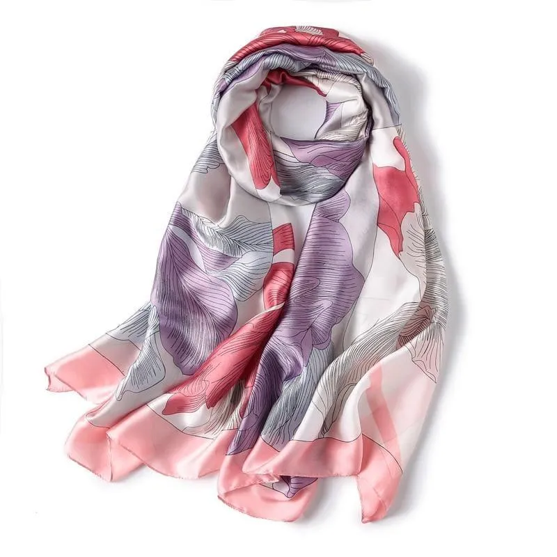 Shawls and Wrap Long Print  Silk Scarf