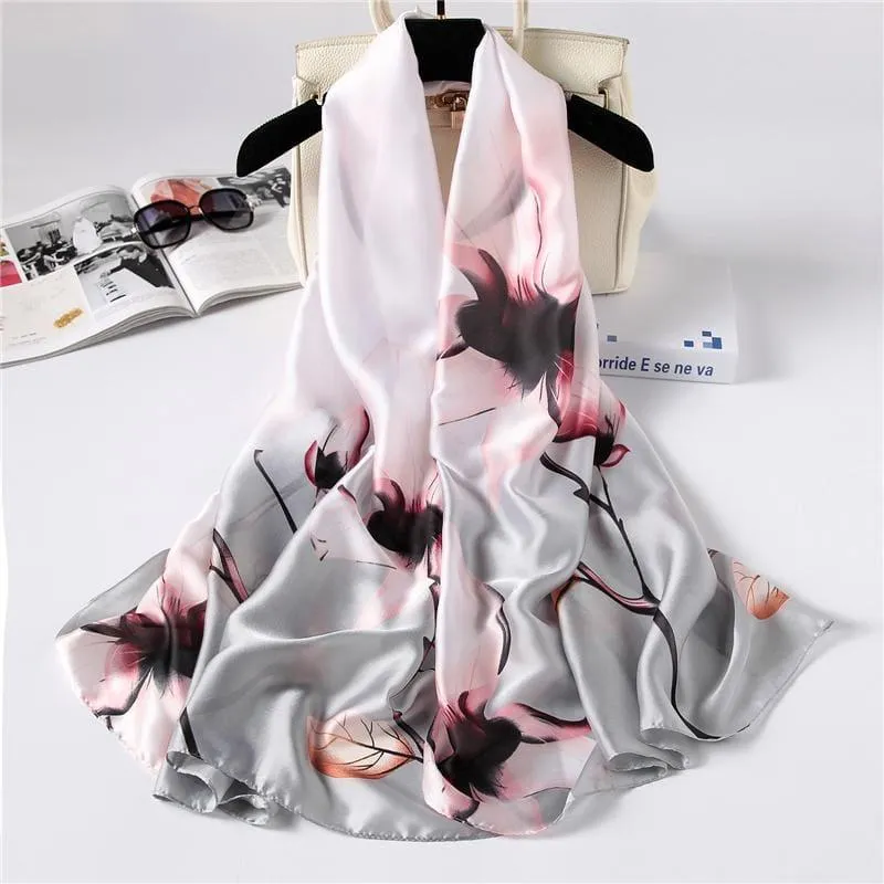 Shawls and Wrap Long Print  Silk Scarf